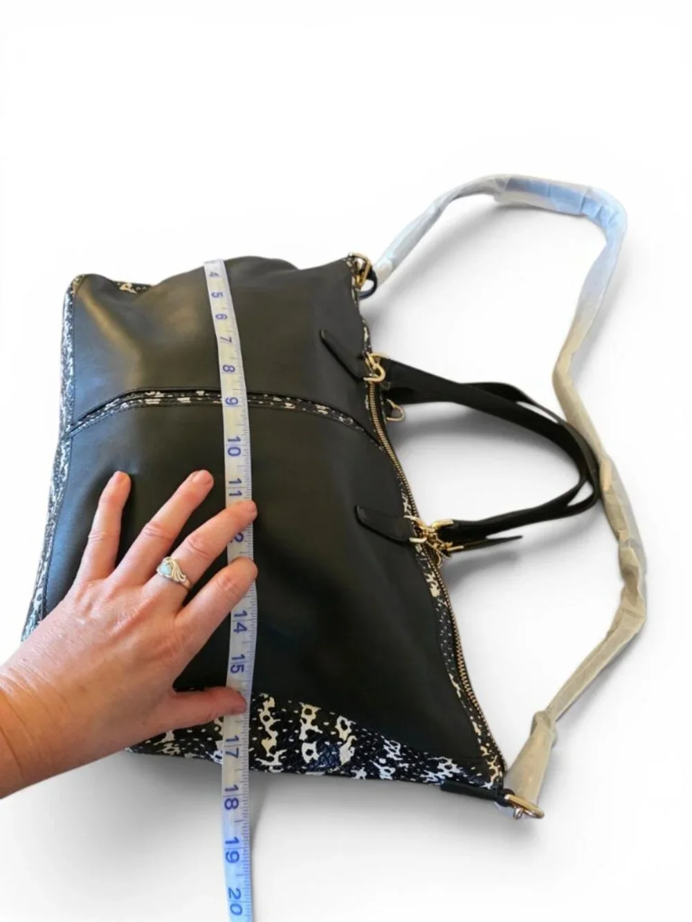 NWT Coach Bleecker Cooper Satchel Wallet Set Two Tone Python Leather 27984 BLK